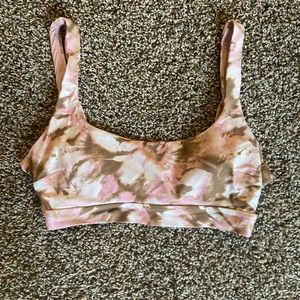 Aerie scoop neck bikini top pink brown tie dye